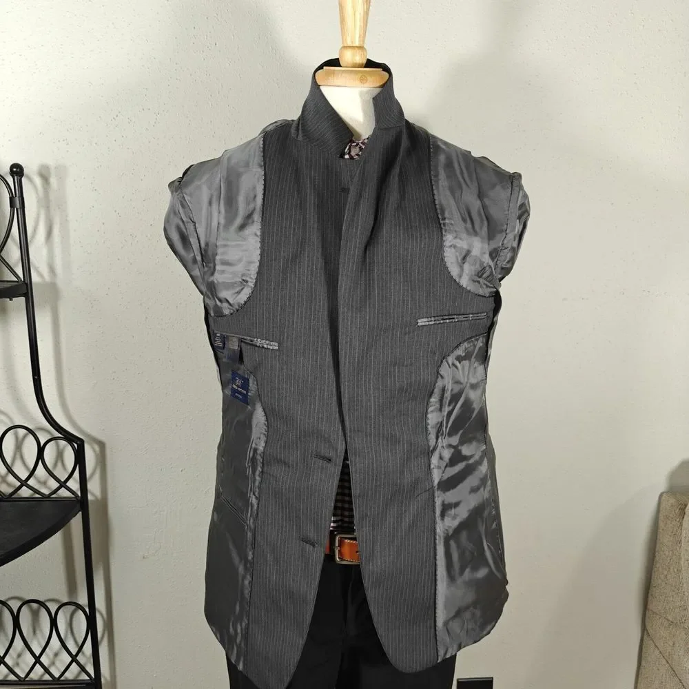 Brooks Brothers 346 Men's Sport Coat Blazer Two Button Gray Pinstriped‎ Wool 40R